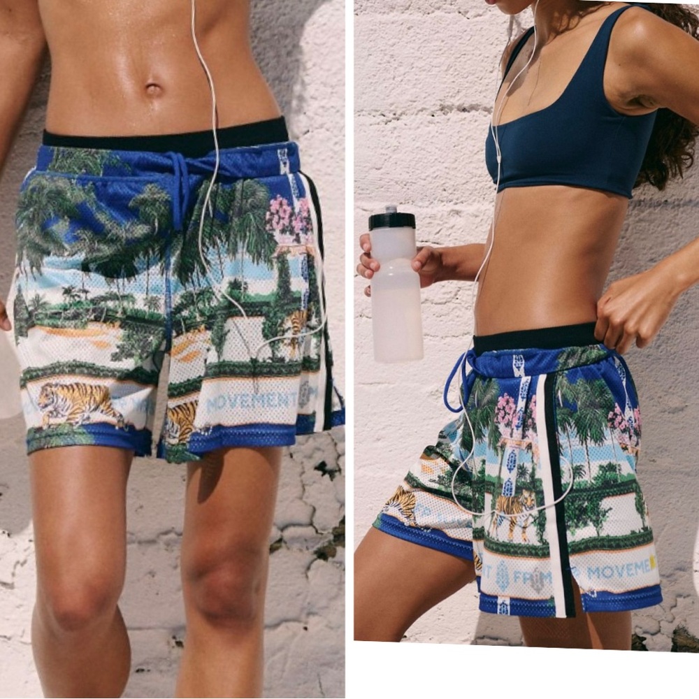 Free People Movement When In Venice Printed Mesh Shorts..